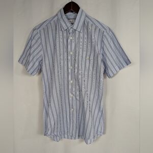 Glanshirt A Slowear Brand Mens Short Sleeve Shirt 40 15 3/4 Cotton Blue A005